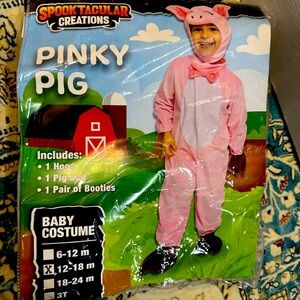 NEW Piglet costume for 12 to 18 month baby toddler.. hood, suit and booties